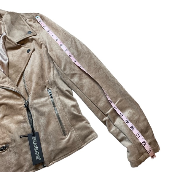 BLANK NYC Faux Suede Moto Jacket in Shroom Tan S - Picture 4 of 6